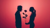 girlfriend and boyfriend with red rose Valentine concept