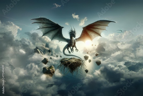 dragon volador con raices photo