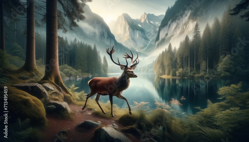 Majestic deer in mystical alpine forest © Franz Rainer