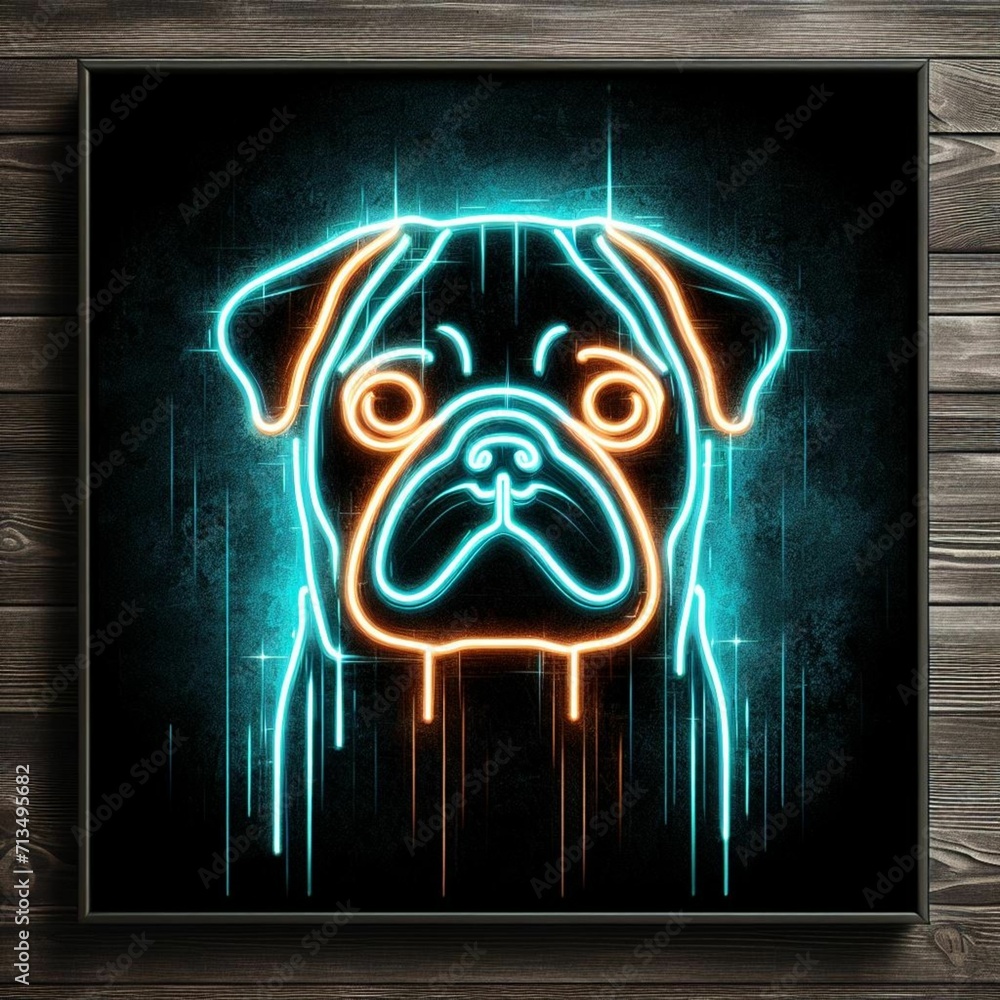 Fototapeta premium dog in neon art generative AI