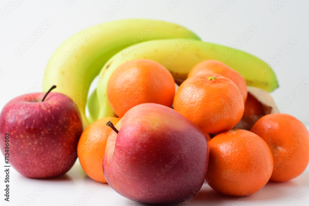 Fruit, apples, bananas and tangerines, for a healthy life. Fruit, apples, bananas and tangerines, for a healthy life.