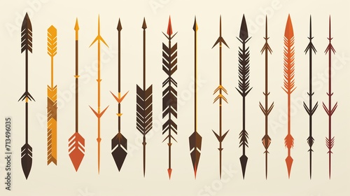 Set of vintage tribal arrows. Elements for design. AI.