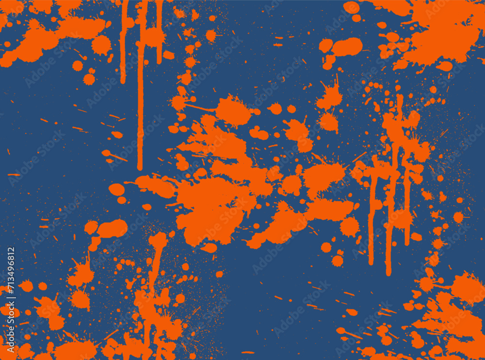 Blots orang vector seamless pattern. Color ink splashes. Grunge splatters. Abstract background. Grunge text banner scattered splashes of paint drips. Grunge frame of paint. Abstract simple background.
