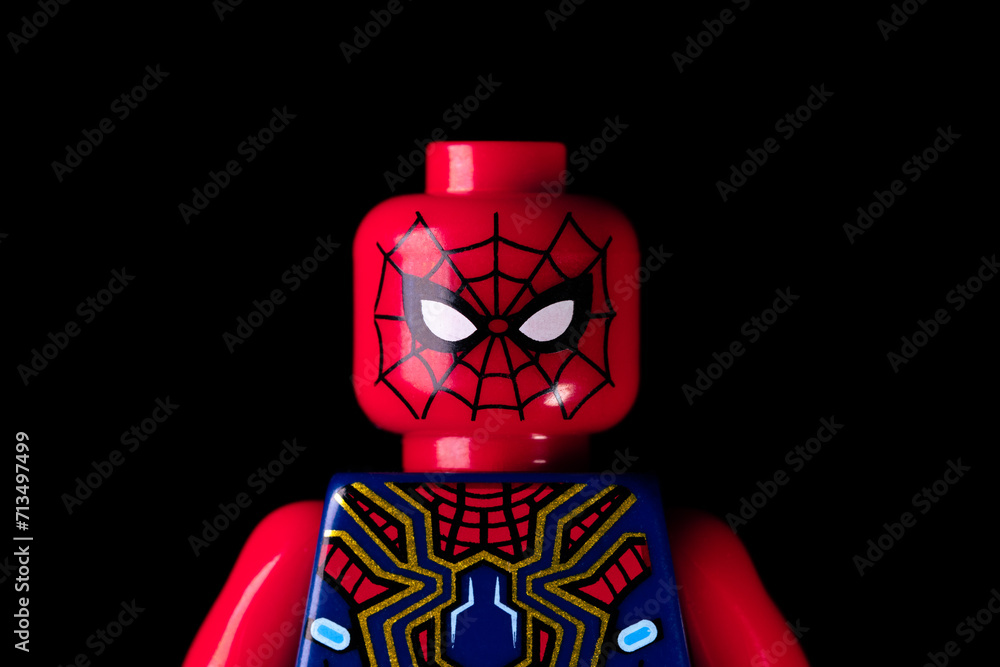 Naklejka premium LEGO Marvel's Spider-Man on a black background