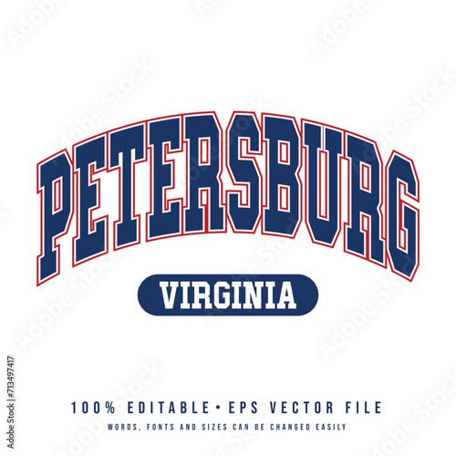 Petersburg text effect vector. Editable college t-shirt design printable text effect vector photo