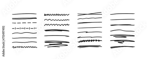 Hand drawn underline strokes in doodle style set photo