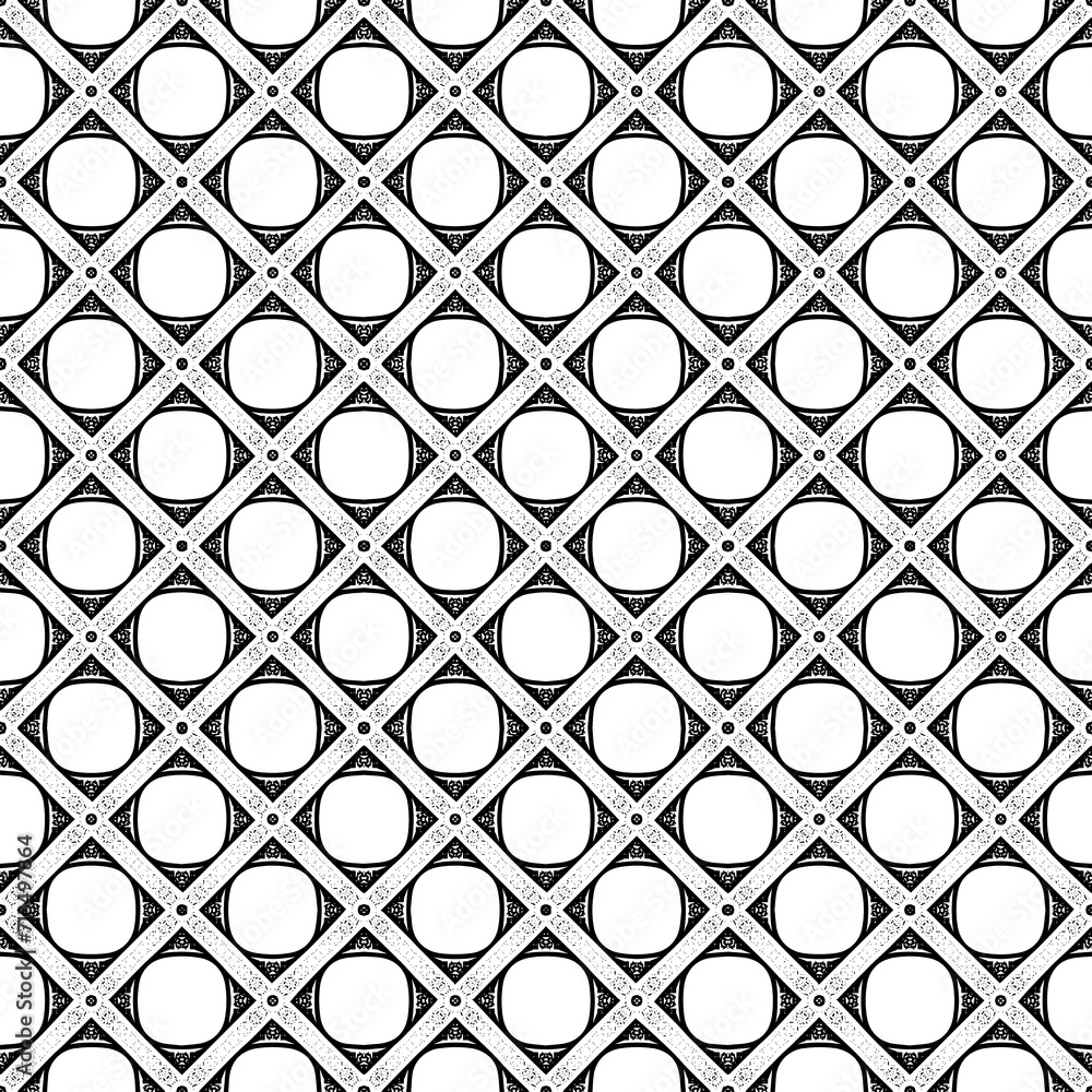 Fototapeta premium Black seamless abstract pattern. Overlay for background and backdrop. Ornamental design. PNG graphic illustration with transparent background.