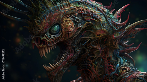psychedelic horror alien, realistic