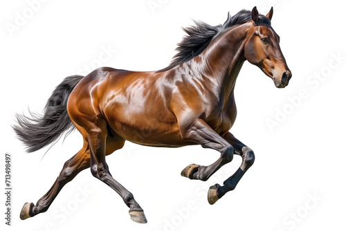 horse breed American Riding galloping fast, isolated on white background