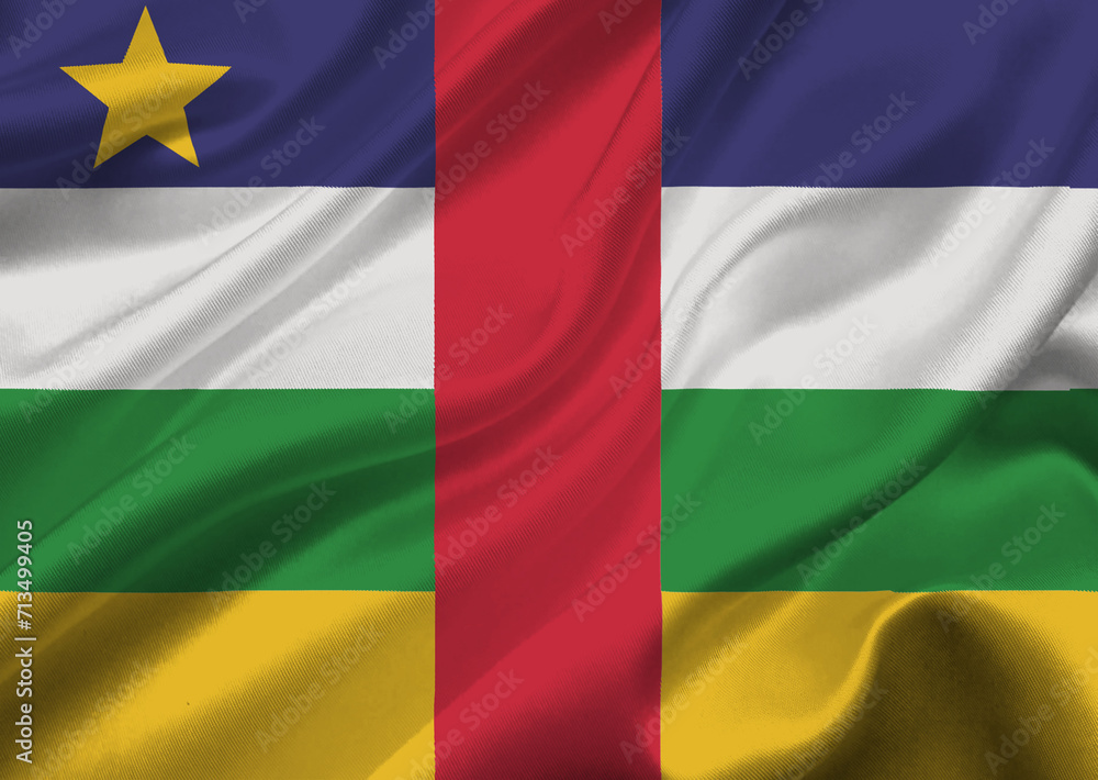 Central african flag waving in the wind.