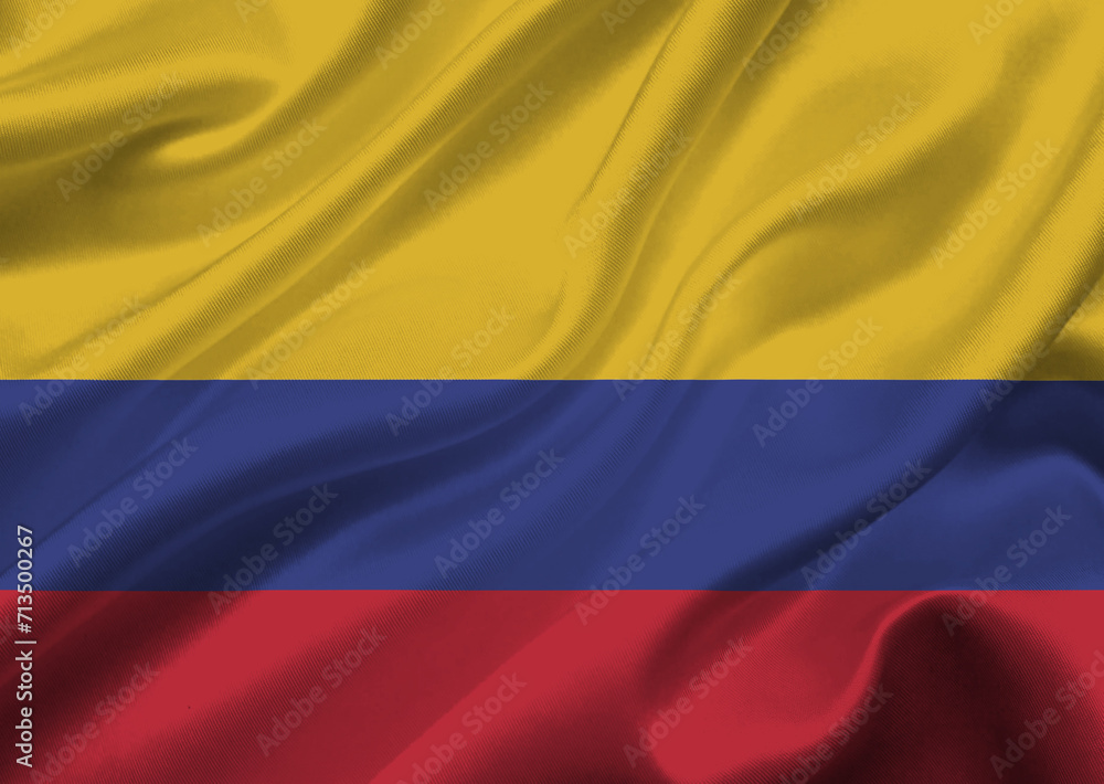 Naklejka premium Colombia flag waving in the wind.