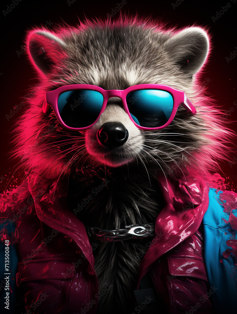 T-shirt design, hot pink raccoon, fuzzy, cute, portrait, 3d render, ray tracing created with Generative Ai T-shirt design, hot pink raccoon, fuzzy, cute, portrait, 3d render, ray tracing created with Generative Ai