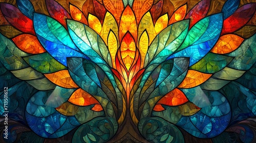 Stained glass window background with colorful abstract. 