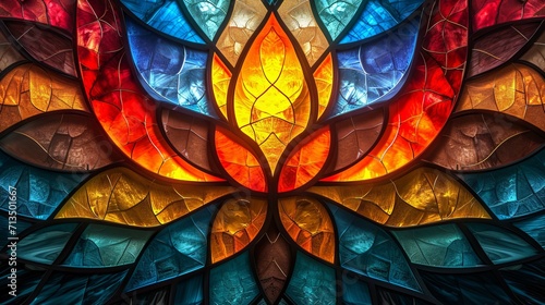 Stained glass window background with colorful abstract.	 photo