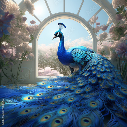 peacock with nice view realestic ai generative image