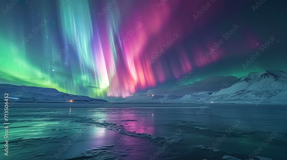 Green and pink waves of the northern lights create a hypnotic sight in polar latitudes