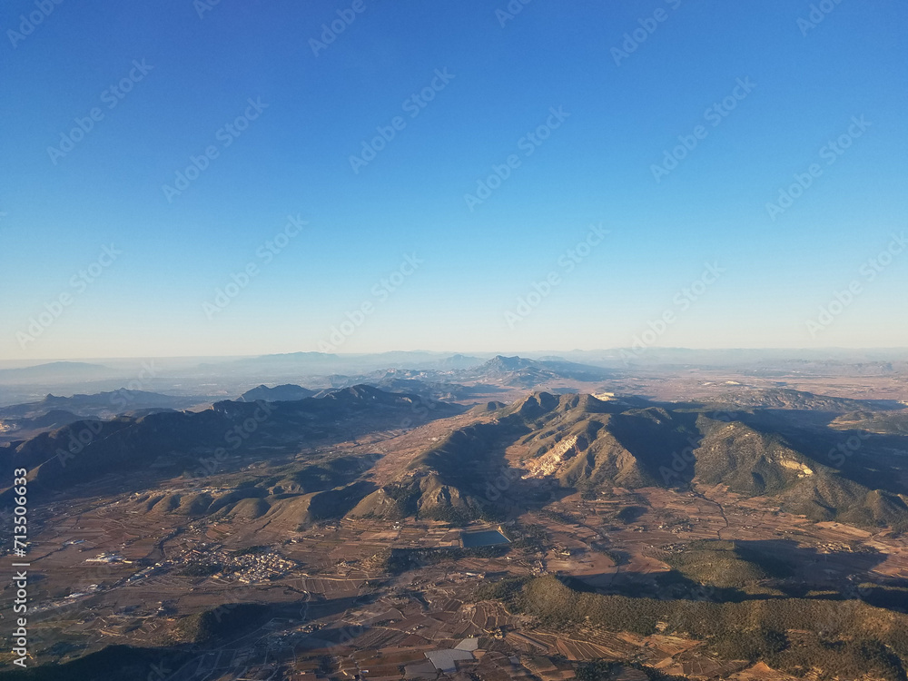 Airplane aerial view of Spain