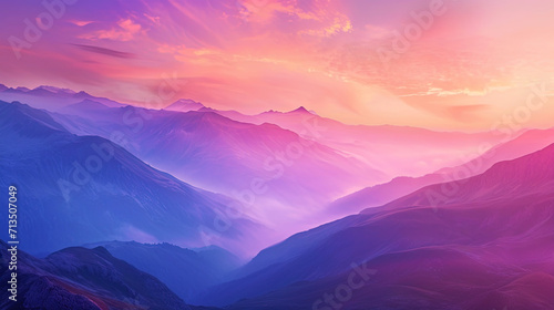 Orange and lavender shades of sunset turn the mountains into a wonderful landscape full of magic a