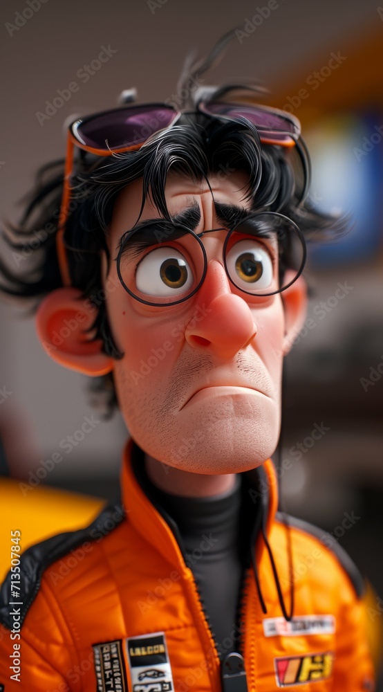 Close Up of Cartoon Character With Glasses