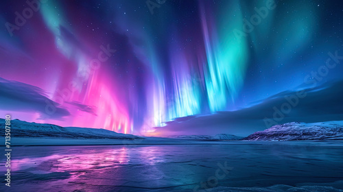 The northern lights are dancing cheerfully in fiery rhythm, staining the Arctic sky in incredible © JVLMediaUHD