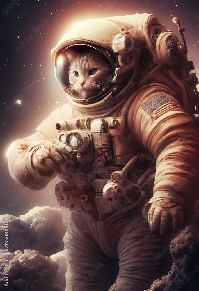 The cat is an astronaut in space The cat is an astronaut in space