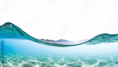 Transparent water with a stormy wave and a white background.