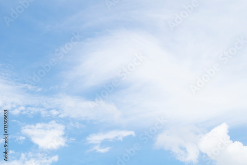 White clouds. Sky with fluffy white cloudscape texture. Blue sky nature background  Cloudy