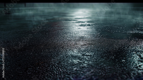 Wet asphalt seems to raise the air, creating around itself a foggy illusion of night magic photo
