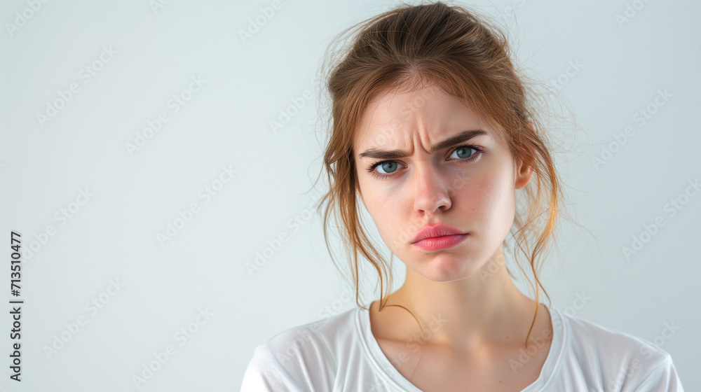 Confused Young Woman with Furrowed Brow Confused Young Woman with Furrowed Brow
