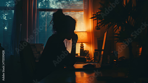 Stock photograph of one woman having anxiety attack, burnout, stress. Mental helath.