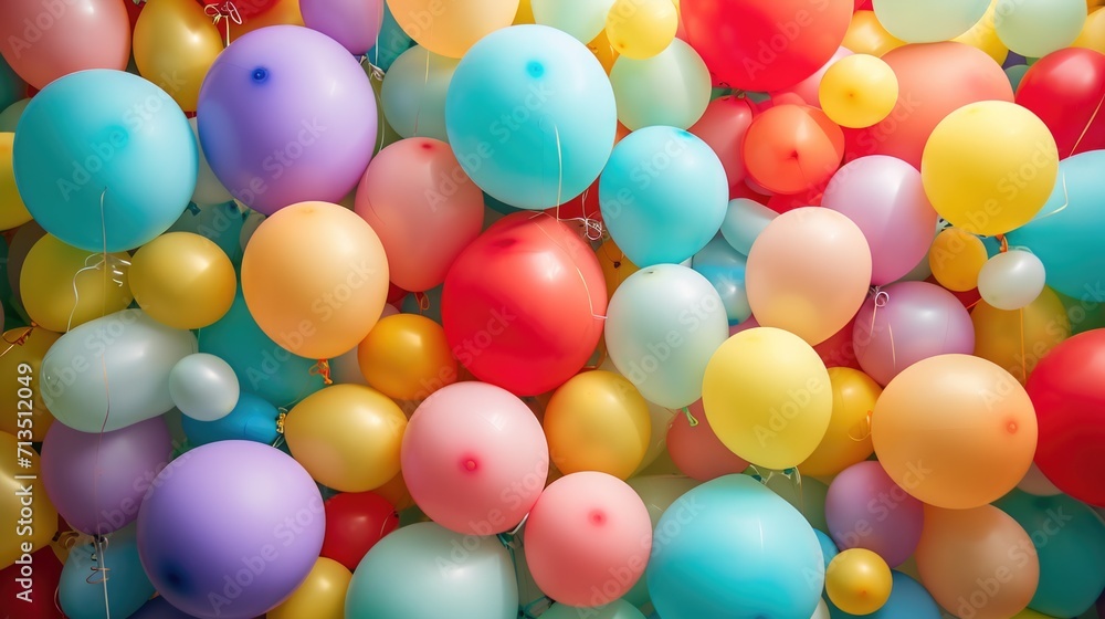 balloons of many vibrant colors generative ai