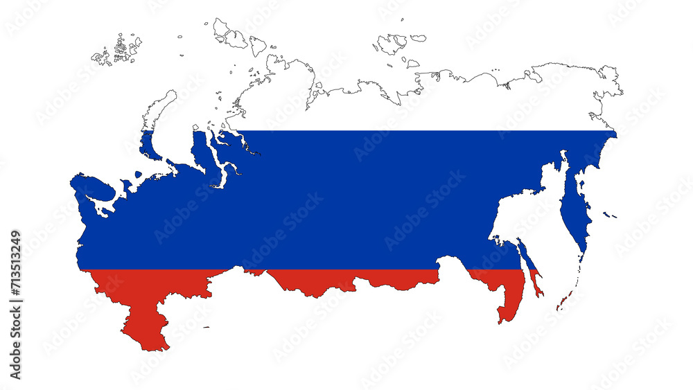 Obraz premium Map of Russia with the flag inside.
