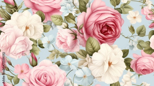 Summer blooming tender roses, holiday background, pastel and soft bouquet floral background, seamless pattern