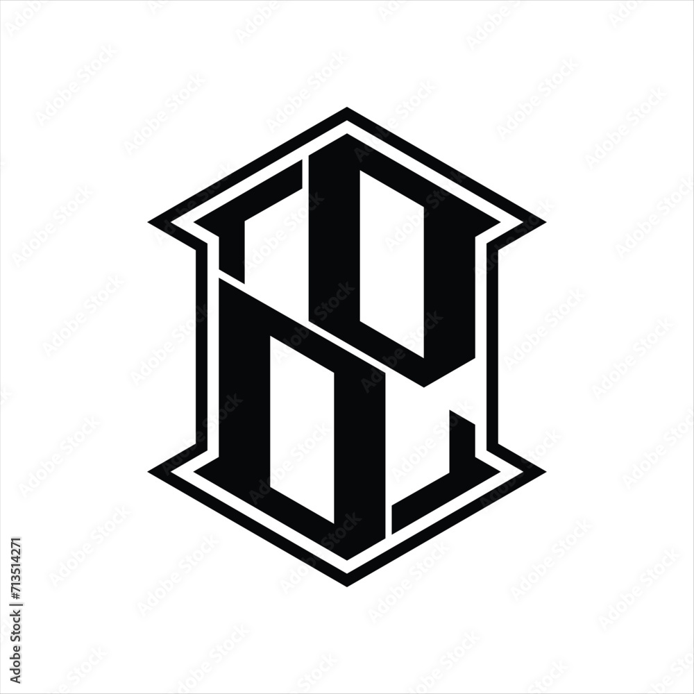 DD Logo monogram hexagon shield shape up and down with sharp corner isolated style design DD Logo monogram hexagon shield shape up and down with sharp corner isolated style design