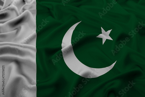 Close Up Waving Realistic Pakistan Flag Illustration