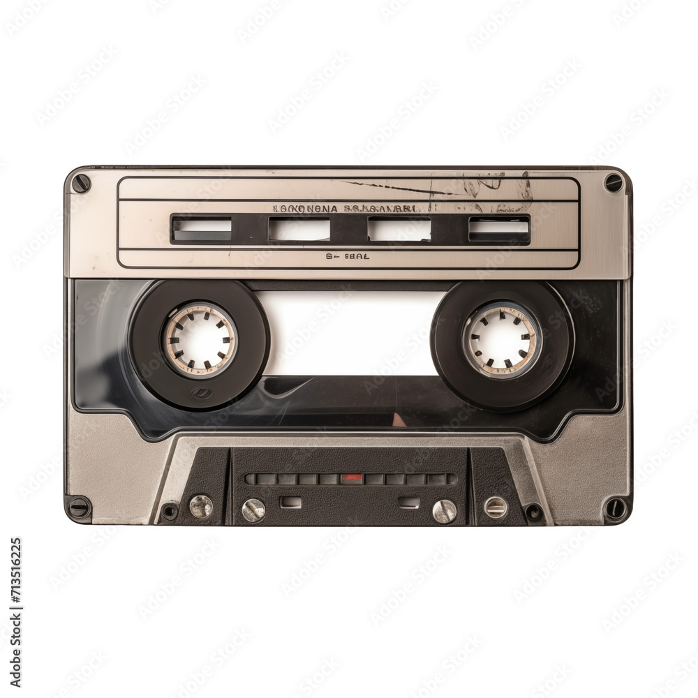 Fototapeta premium Old audio Cassette Isolated on Transparent and white background. Generative ai