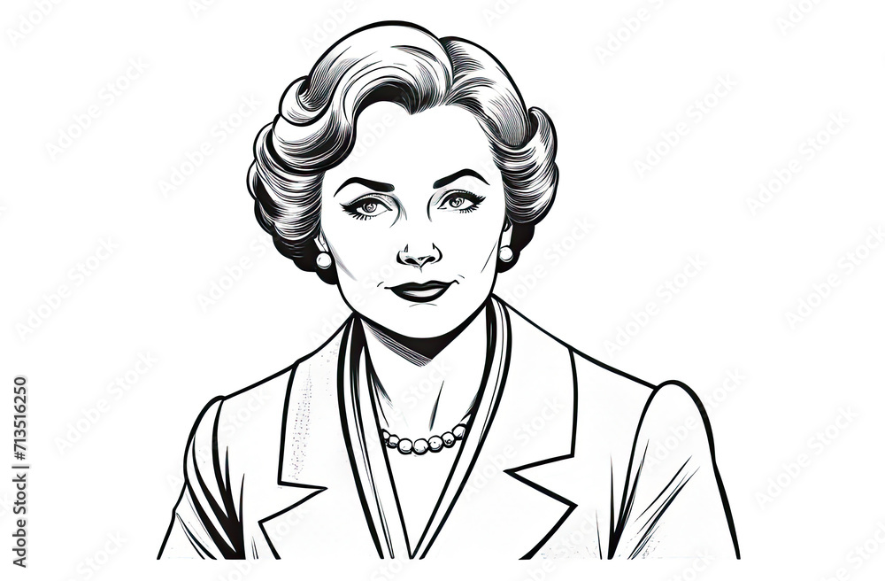 Portrait of suffragist woman isolated on simple white transparent background, minimalist retro style illustration. Concept of movement for gender equality women empowerment. International Women's Day Portrait of suffragist woman isolated on simple white transparent background, minimalist retro style illustration. Concept of movement for gender equality women empowerment. International Women's Day