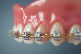 Schematic depiction of dental braces on teeth, closeup