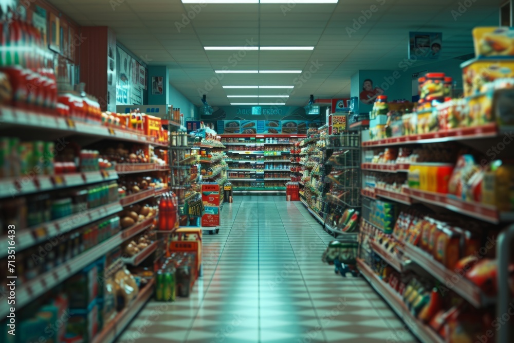 the aisle of a supermarket full of food Generative AI