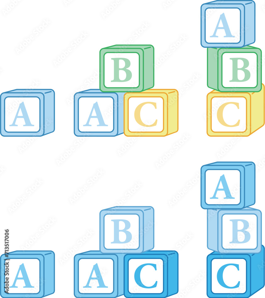 ABC Stacking Blocks Vector Clipart - Blue Boy Themed Colors ABC Stacking Blocks Vector Clipart - Blue Boy Themed Colors