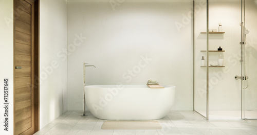 White Bathroom modern japan minimal style. 3D rendering