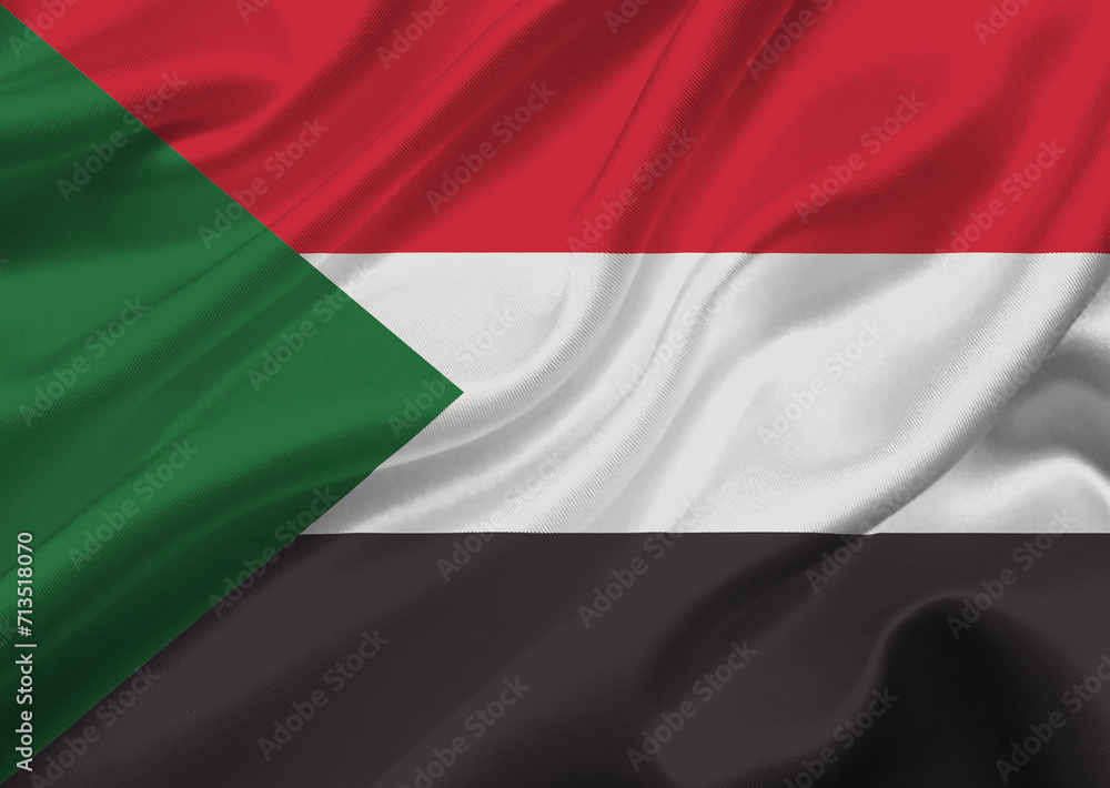 Sudan flag waving in the wind.