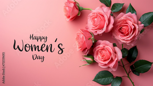 Women’s Day Celebration: Pink Decorative Banner - pink roses
