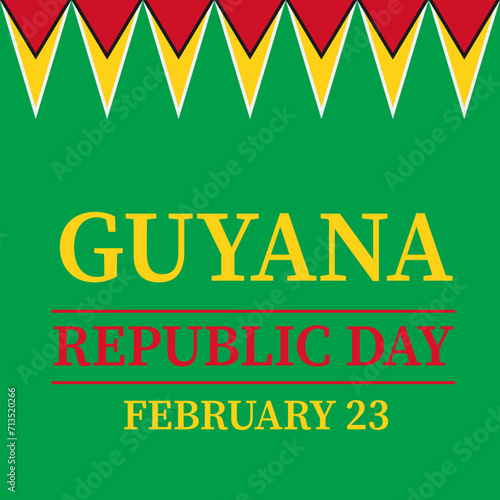 Guyana Republic Day banner. National holiday celebrated on February 23. Vector template for typography poster, greeting card, flyer, etc. photo