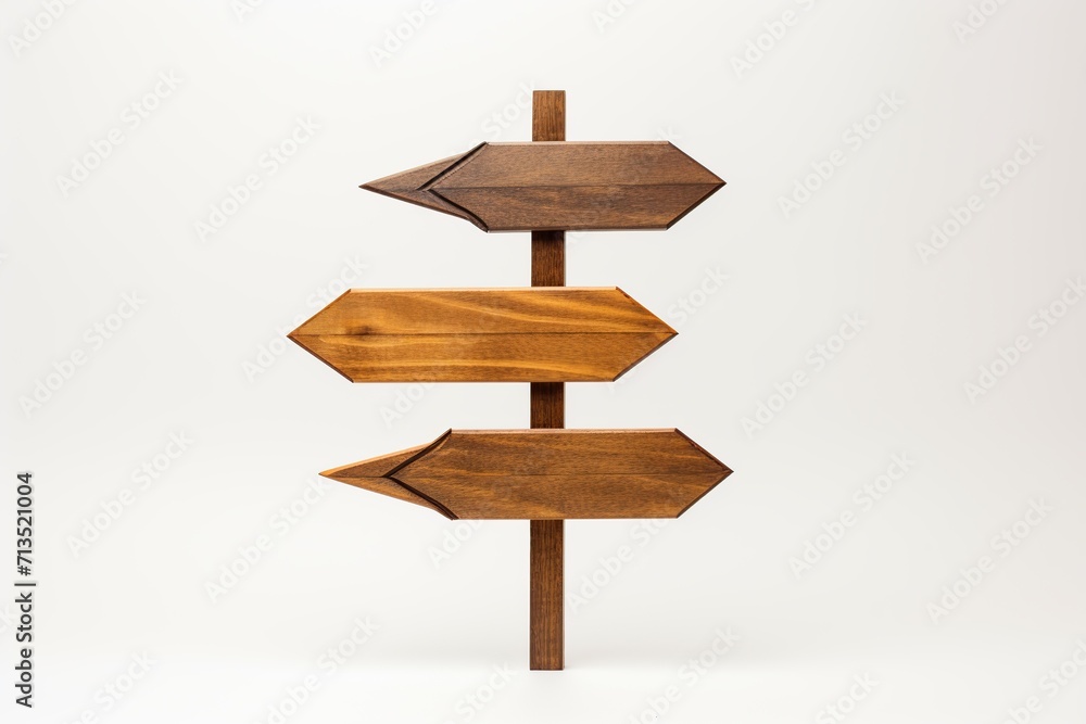 Brown empty wooden sign isolated on white background