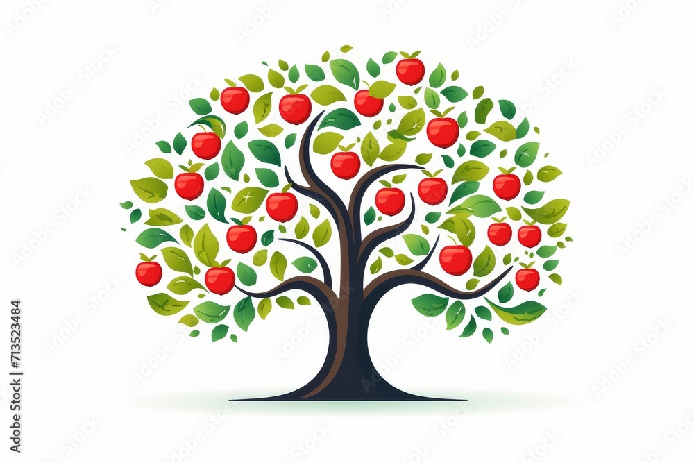 Fruit tree icon logo on white background - obrazy, fototapety, plakaty 