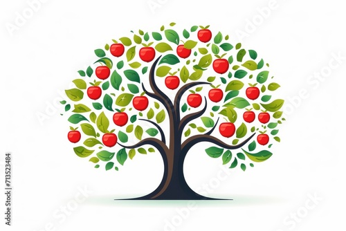Fruit tree icon logo on white background photo