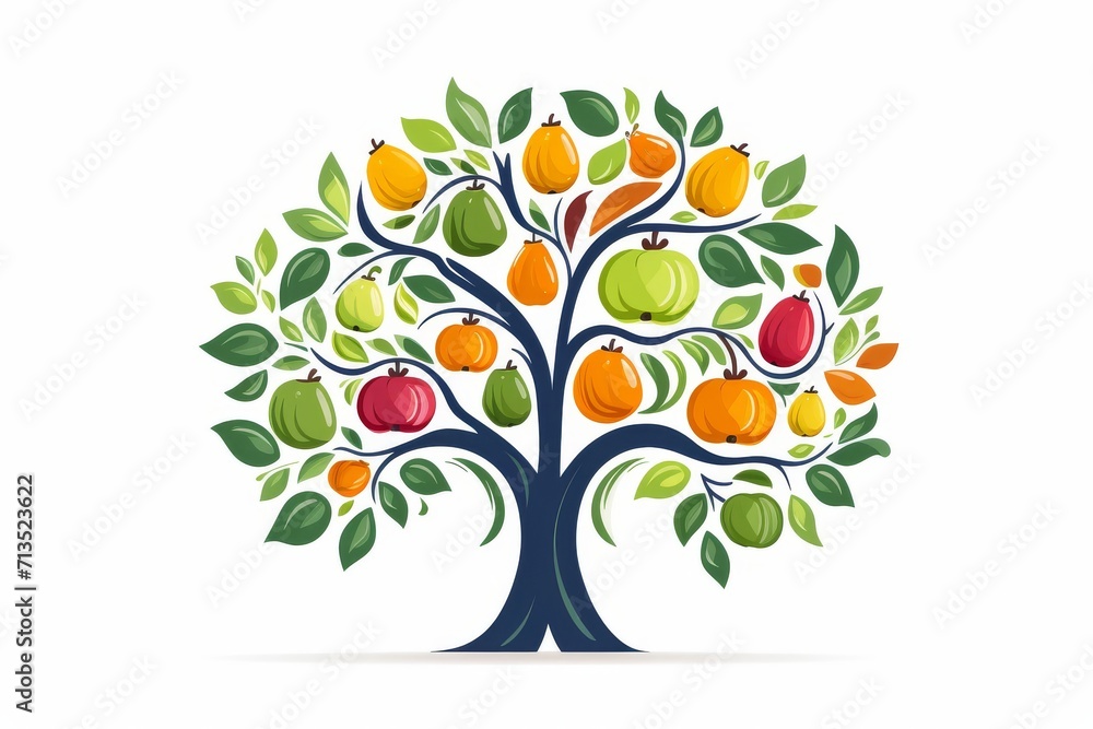 Obraz premium Fruit tree icon logo on white background