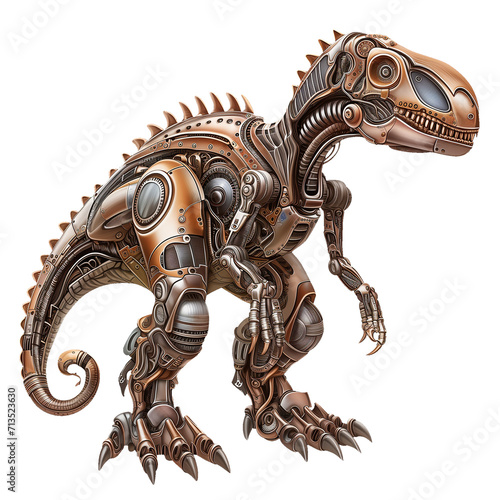 Illustration of dinosaur png in steampunk style