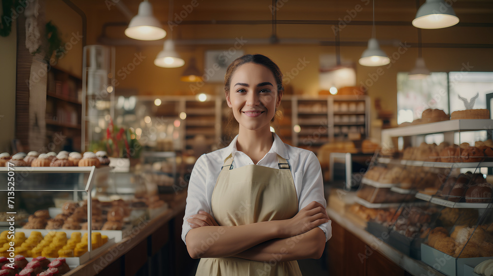 Portrait of Happy Small Bakery Owner - Smiling Proudly at Confectionery Store